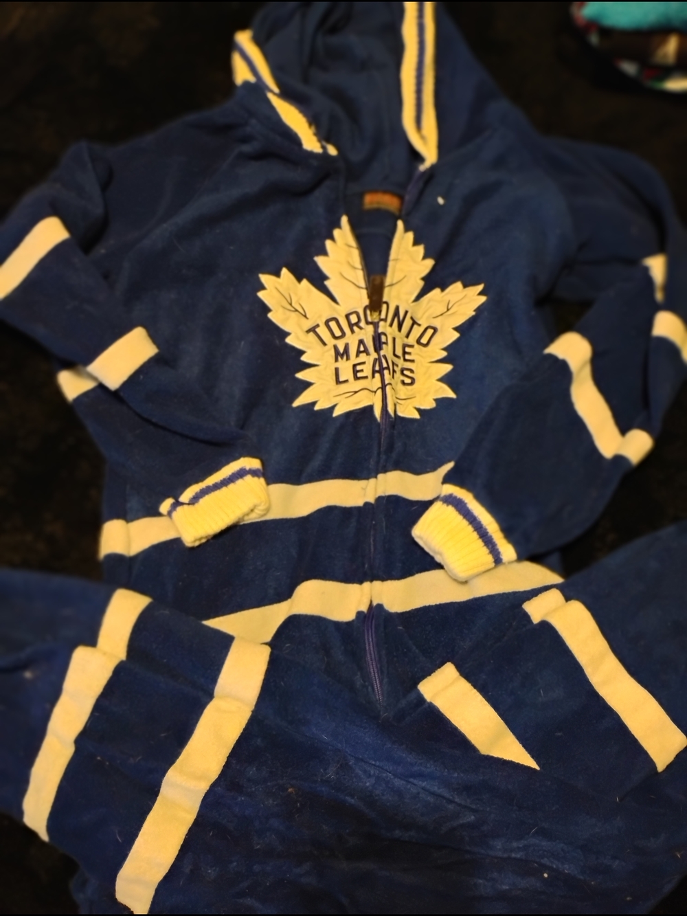 Toronto Maple Leafs Blue & White Men's Zip Onsie